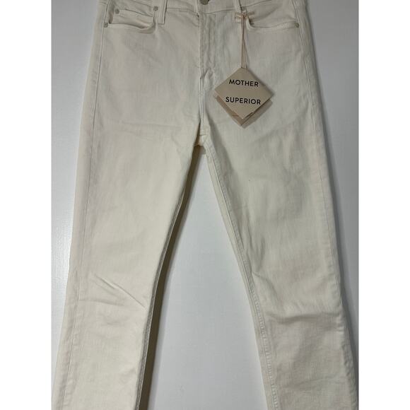 Mother The Mid Rise Dazzler Crop Fray Jean Cream Puffs Size 28 6 US NWOT Raw Hem - Picture 4 of 15